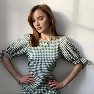 Nobody’s Child Green Gingham Midi Dress